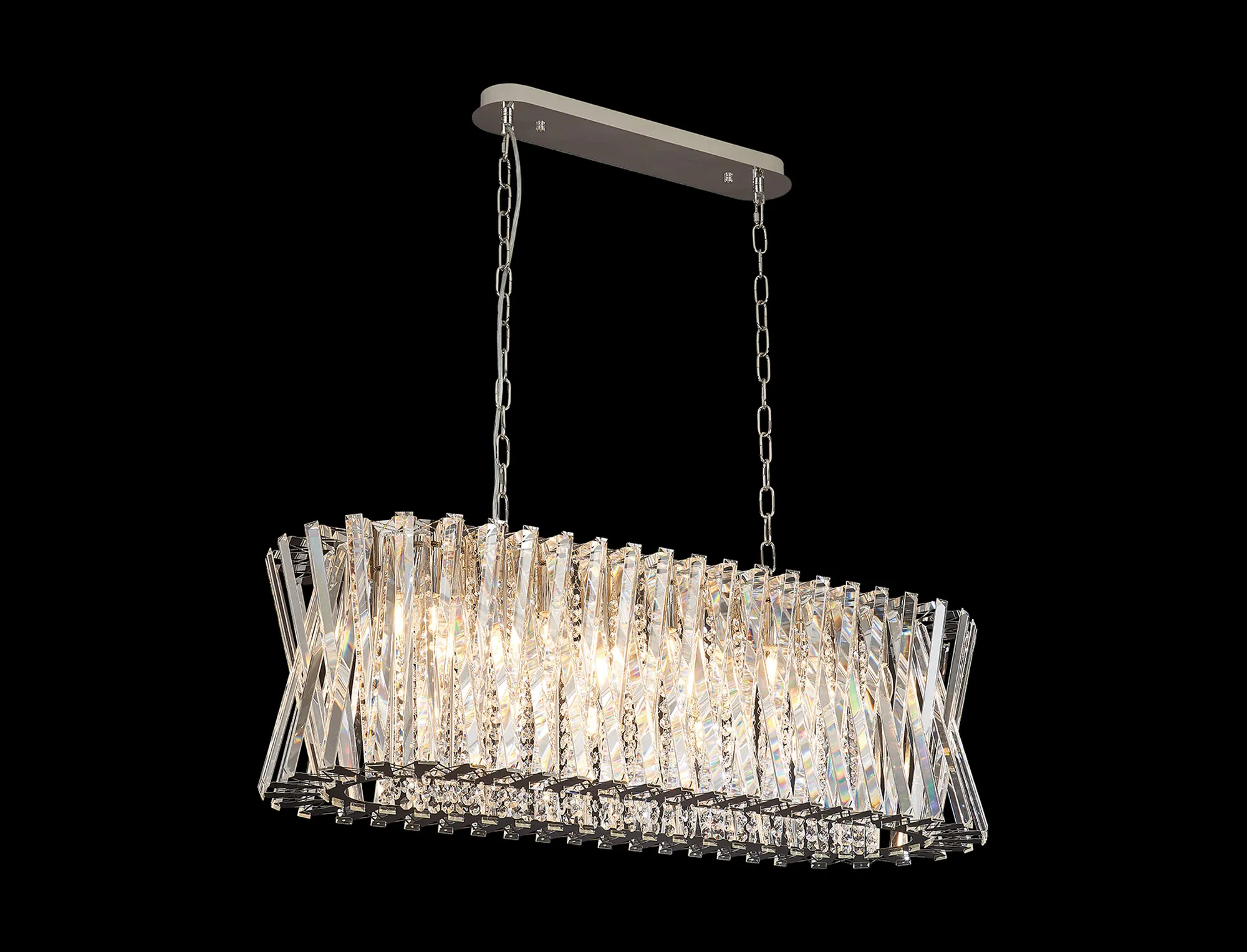 Faline Polished Nickel Crystal Ceiling Lights Diyas Statement Crystal Fittings